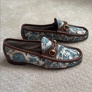 Gucci Brown and Blue Paisley Men's Loafers